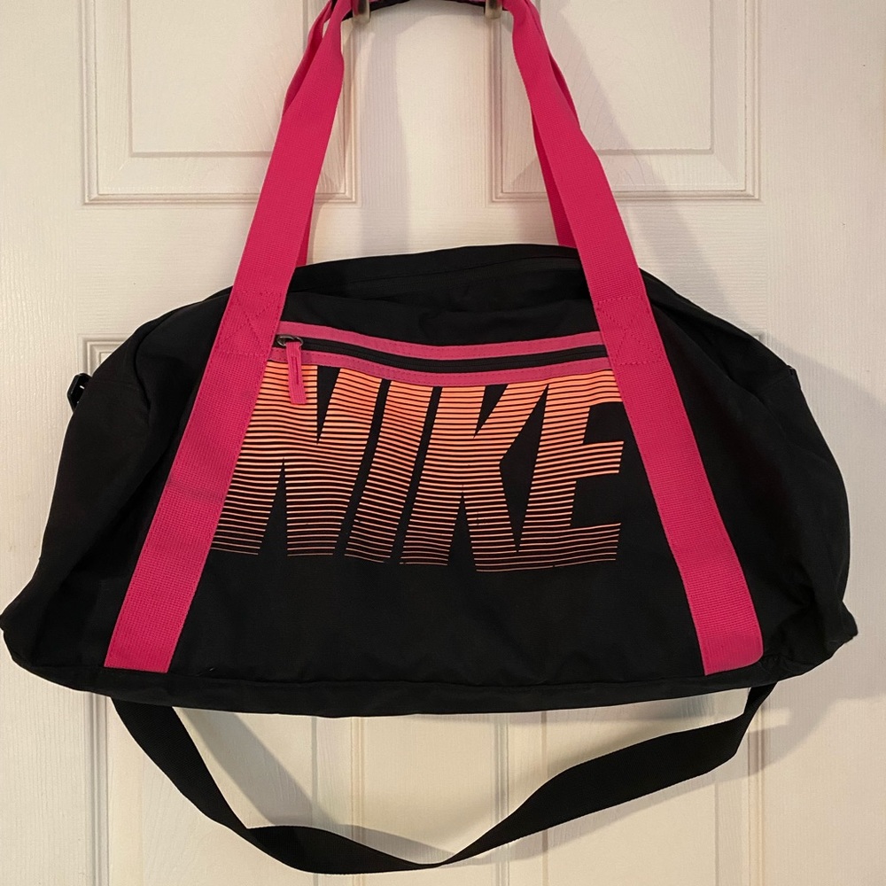 Small Pink, Black, and Orange Nike Duffle Bag